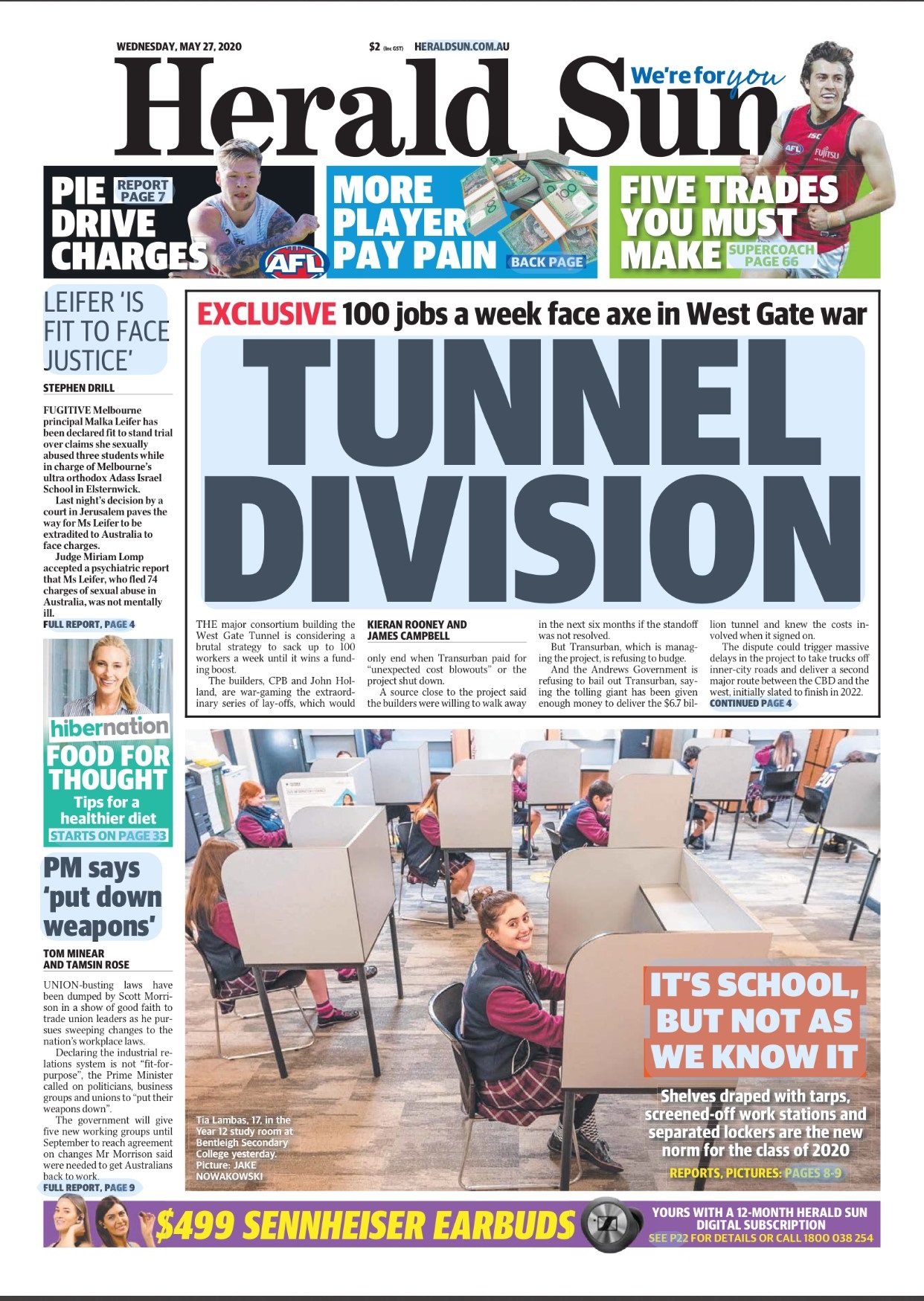 Herald Sun front cover