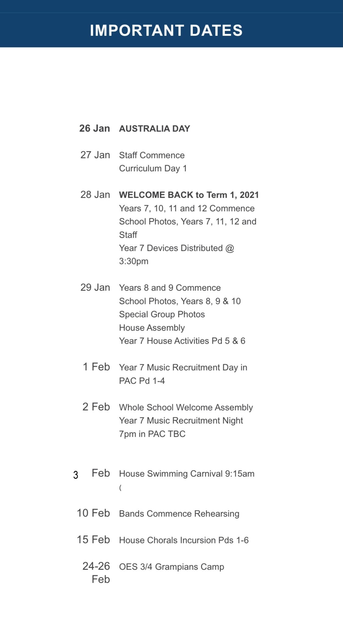Important Dates 